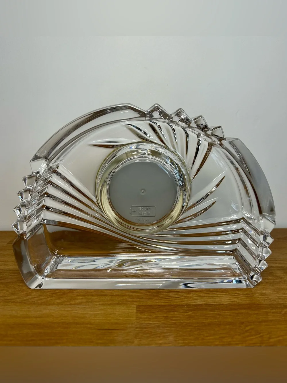 Mikasa Crystal Art Deco Fan Clock | Heavy German Quartz Desk Decor